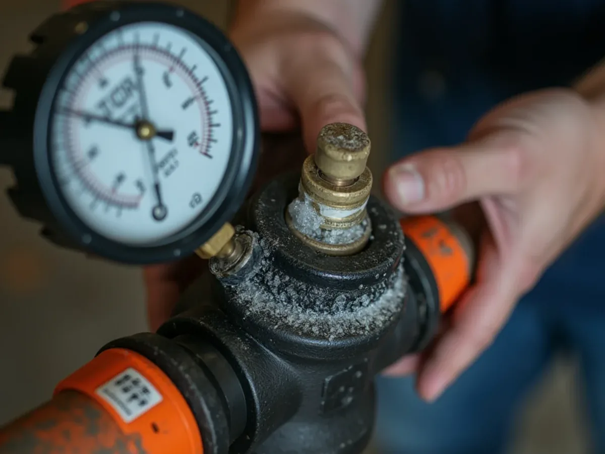 Newly installed gas line being pressure tested at an Ooltewah, TN home