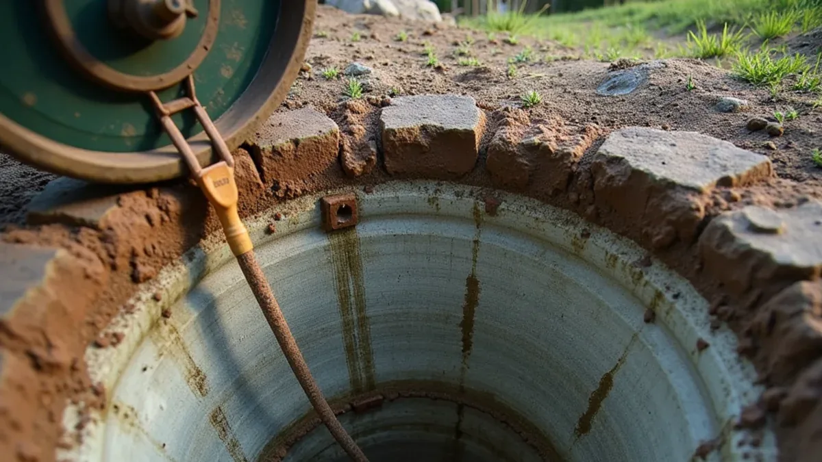 Concrete septic tank in sound condition during a routine inspection in Tennessee