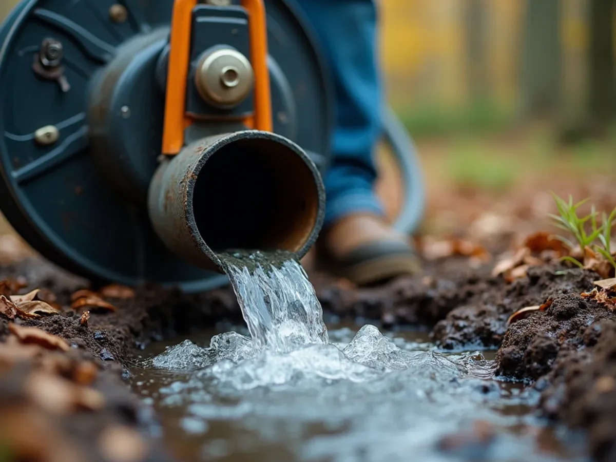 Hydro jetting hose entering a sewer cleanout in Ooltewah, TN