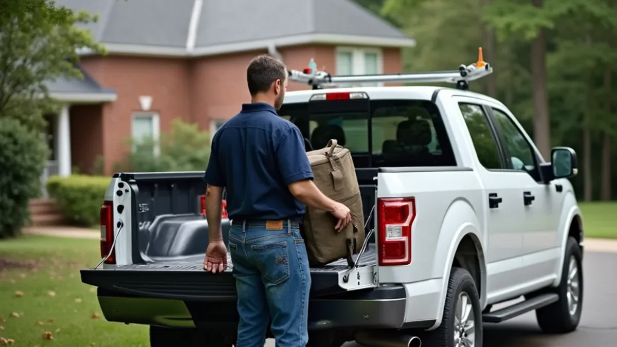 Plumbing service van parked outside a residential home in Collegedale, TN