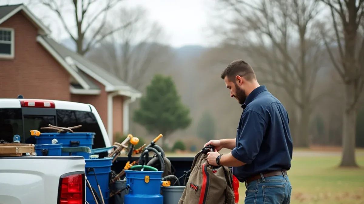 Septic tank service at a lakeside property near Dayton, TN