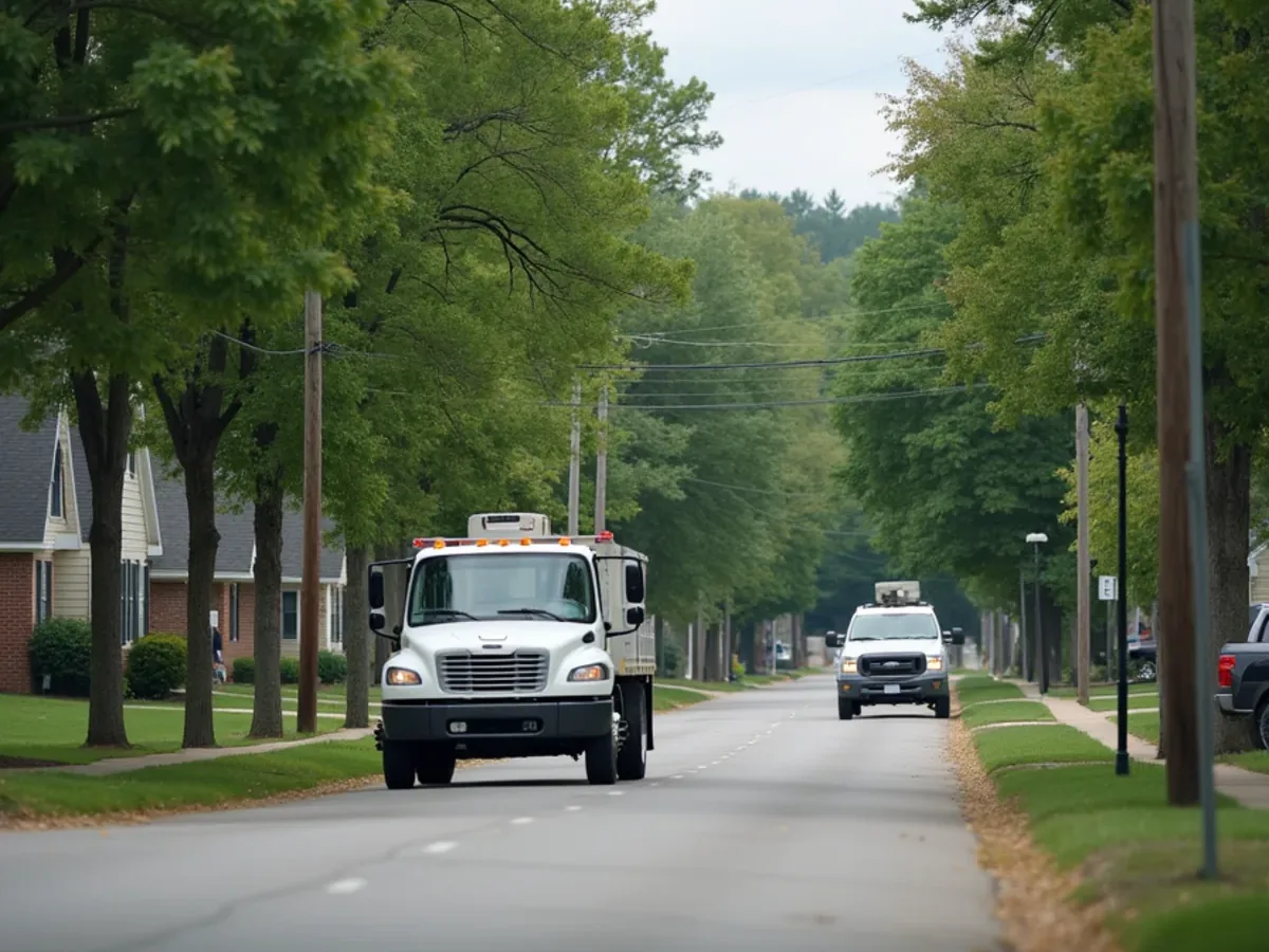 Residential street and typical housing in East Ridge, TN served by Perfect Service Plumbing and Septic