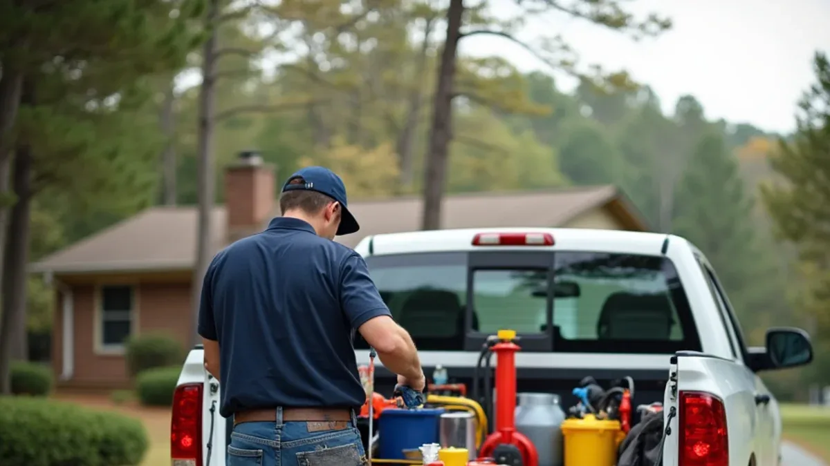 Plumber carefully accessing supply lines in an established home on Lookout Mountain, GA