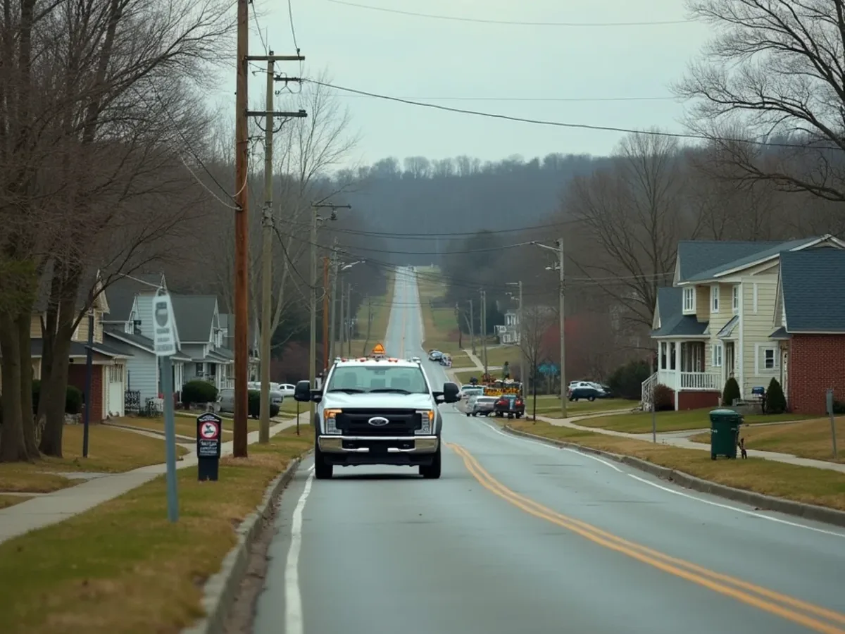 Residential street and typical housing in McDonald, TN served by Perfect Service Plumbing and Septic