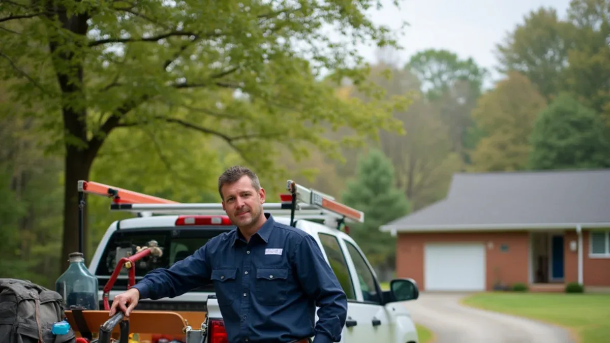 Septic service at a mountain home on the Cumberland Plateau near Monteagle, TN