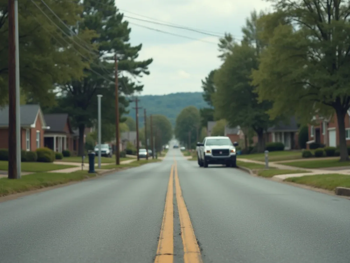Residential street and typical housing in Red Bank, TN served by Perfect Service Plumbing and Septic