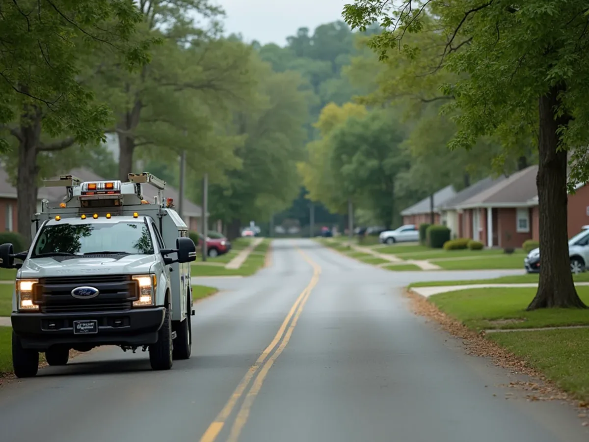 Residential street and typical housing in Sale Creek, TN served by Perfect Service Plumbing and Septic