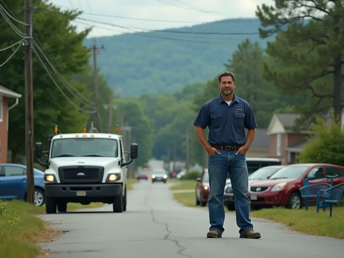 Residential street and typical housing in Signal Mountain, TN served by Perfect Service Plumbing and Septic