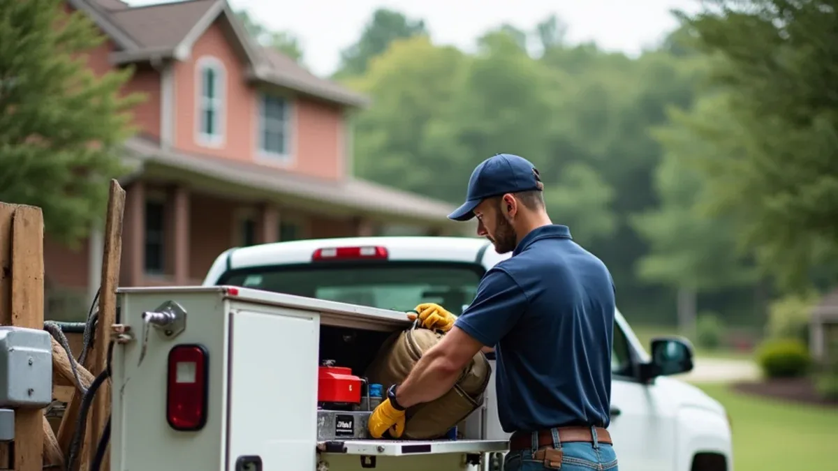 Septic tank service at a rural home in Waterville, Bradley County, TN