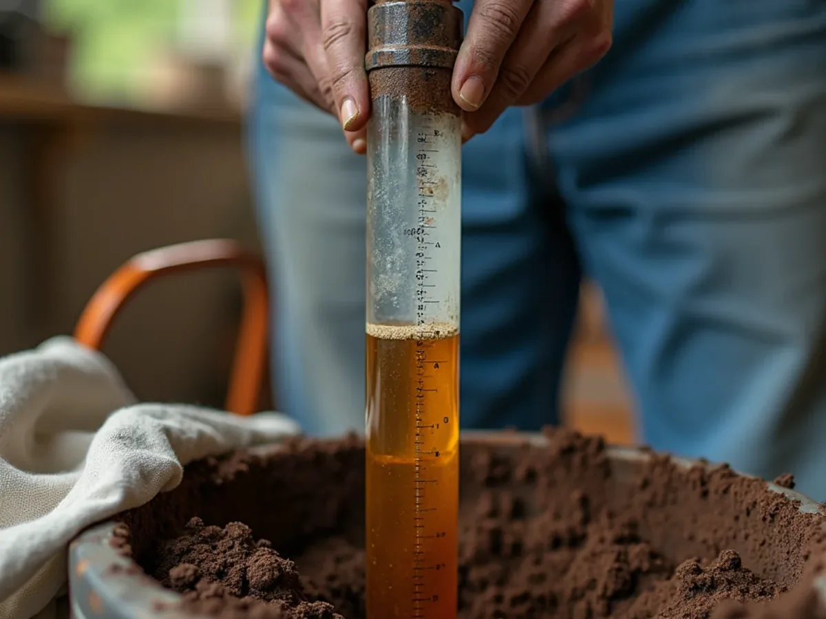Sludge depth being measured during a septic inspection in Ooltewah, TN