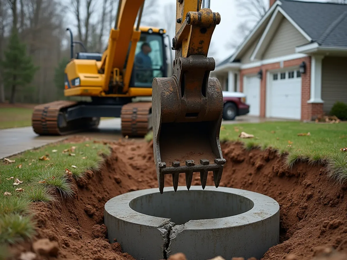 Old septic tank being removed during a system replacement