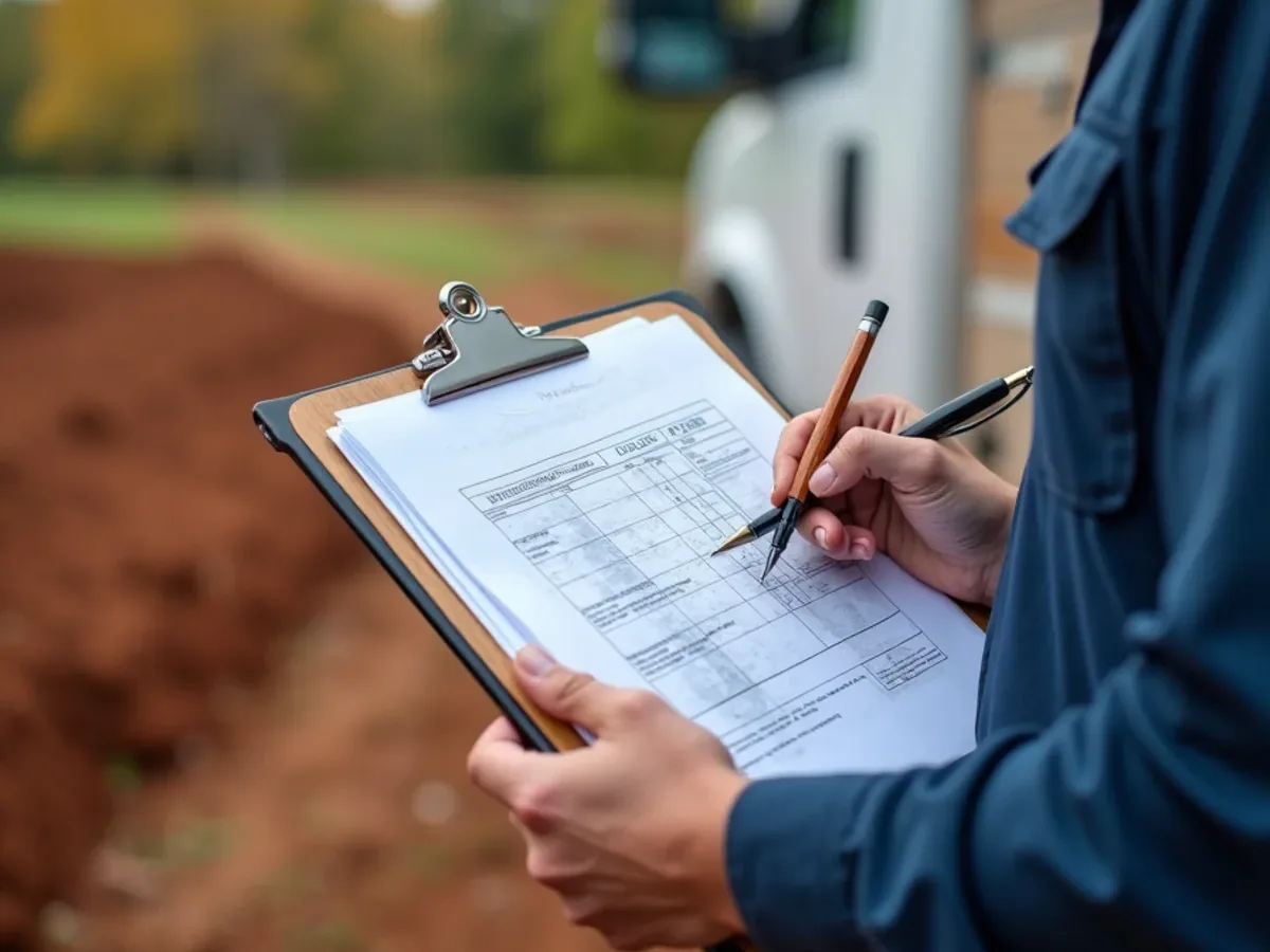 County septic permit paperwork reviewed at a Tennessee job site