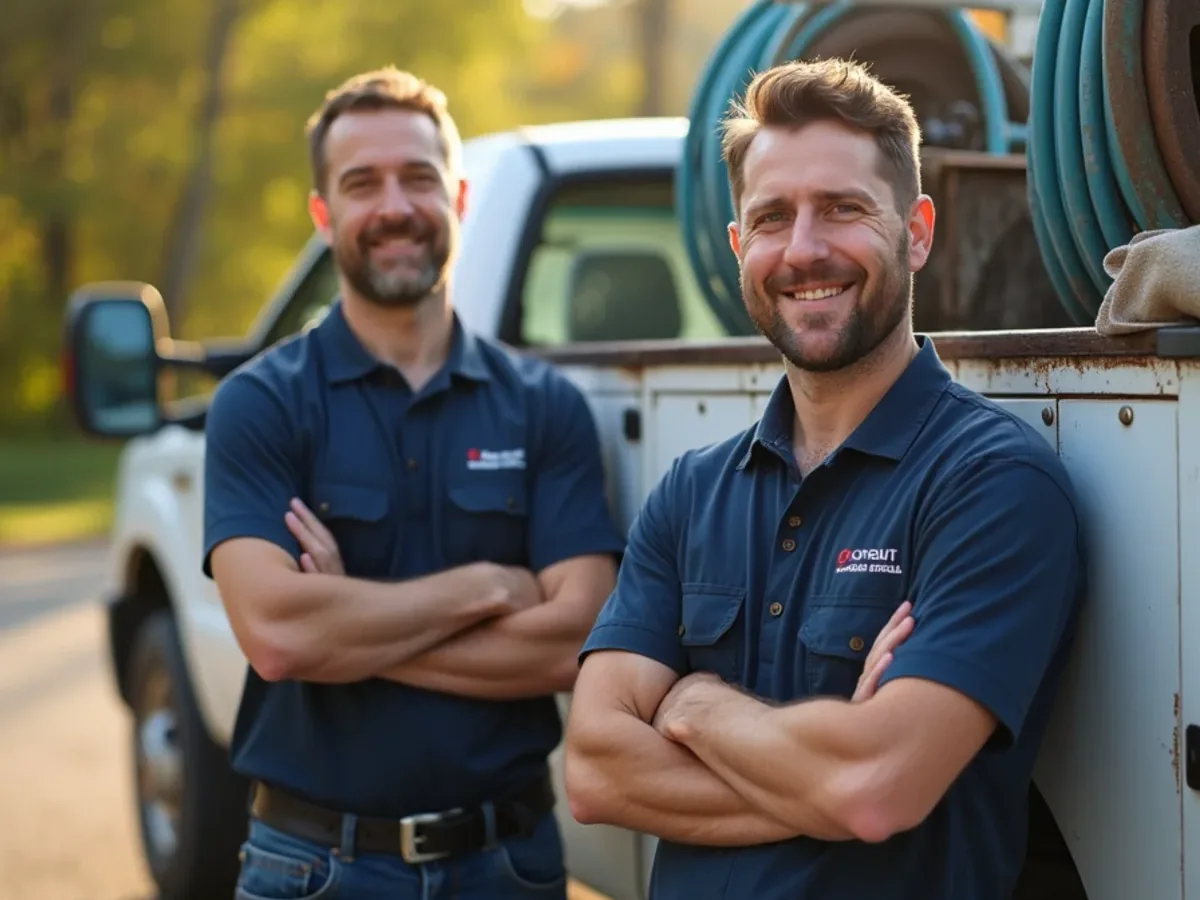 Perfect Service Plumbing and Septic technician beside the service truck in Ooltewah, TN