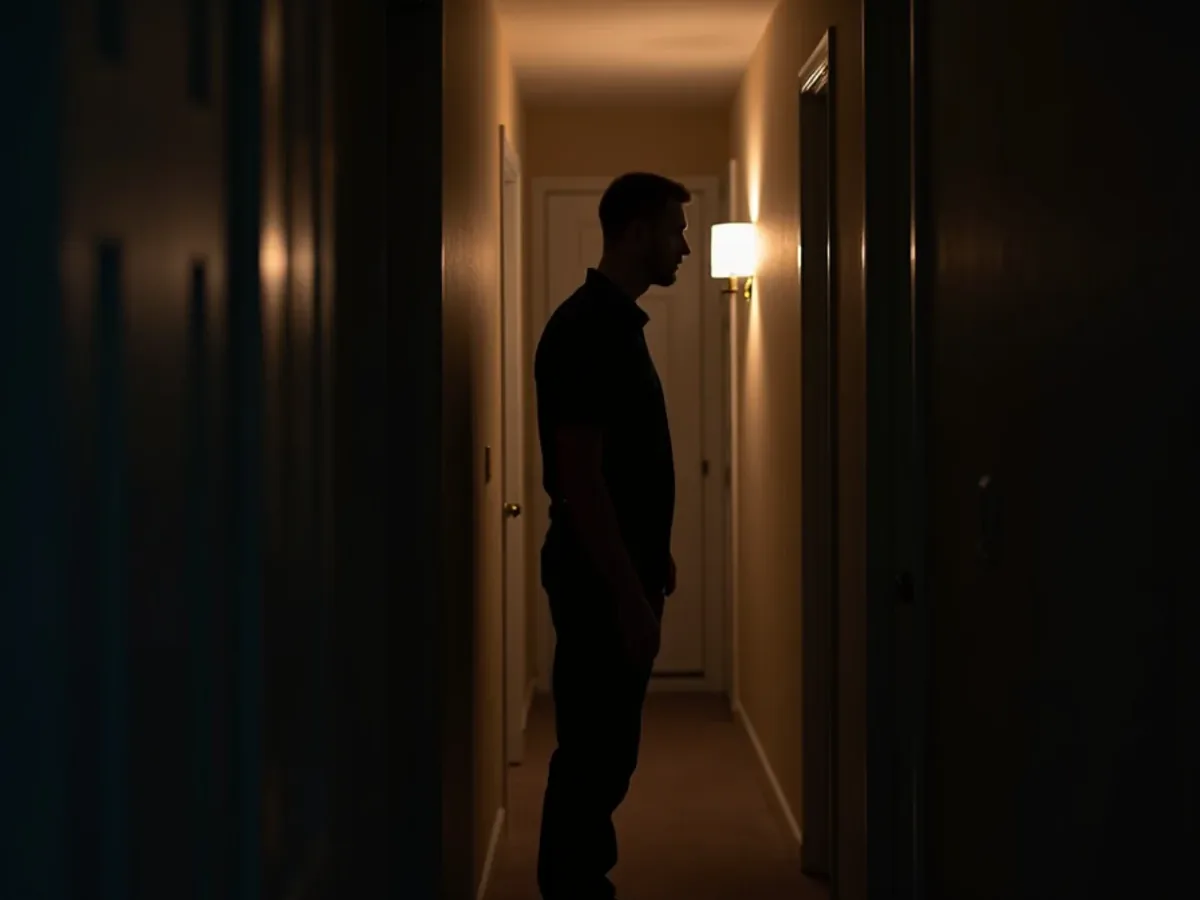 Homeowner listening for running water in a quiet house at night