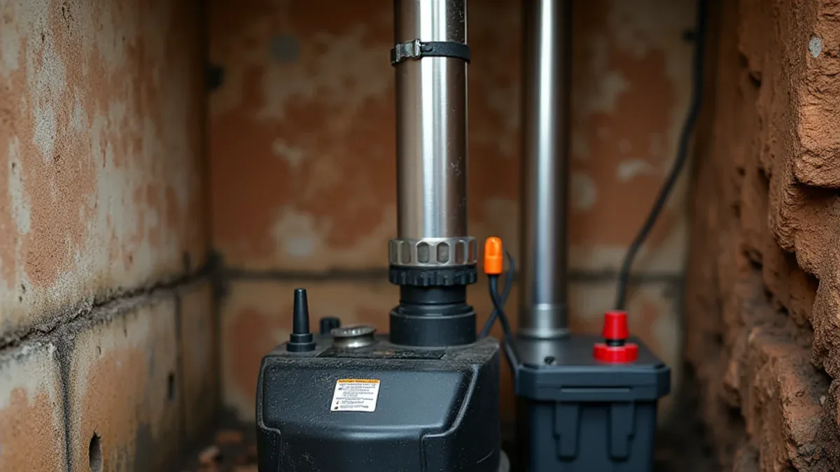 Sump pump and battery backup installed in a crawlspace basin in Ooltewah, TN