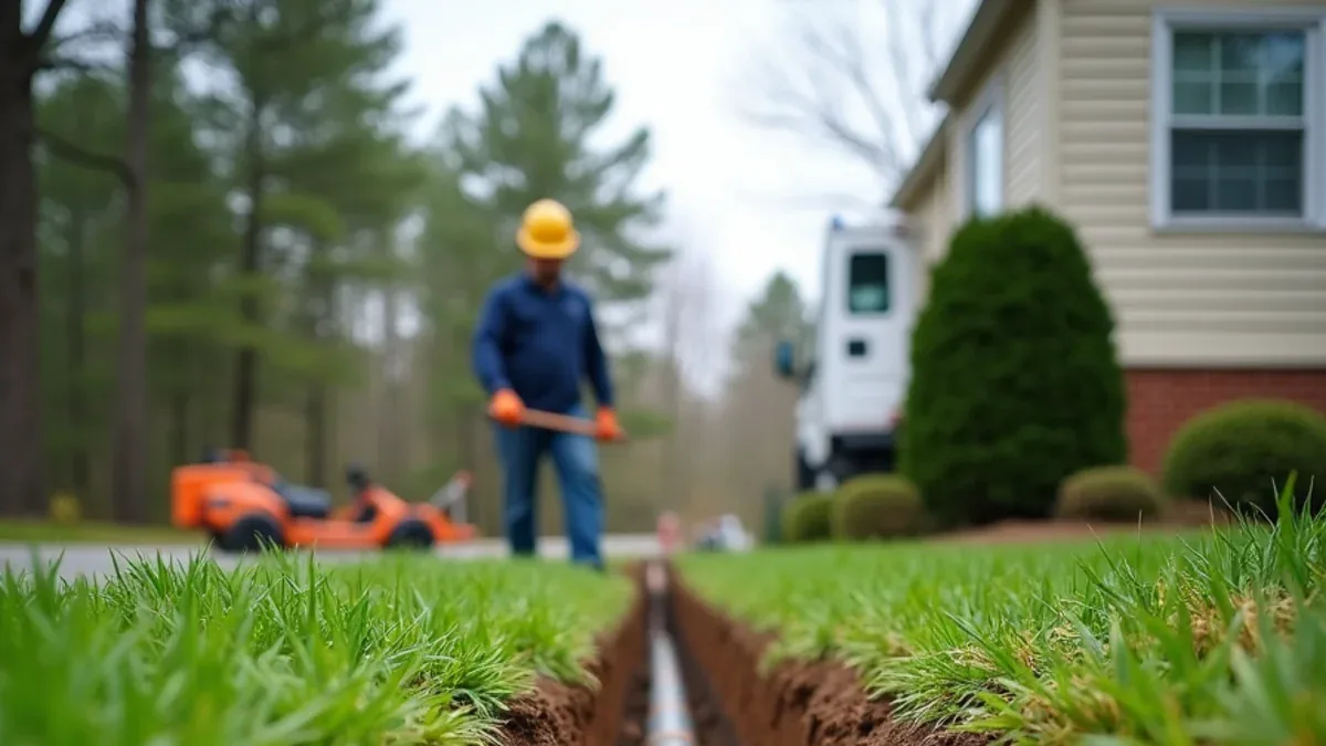 Excavated water service line repair in a front yard in Ooltewah, TN