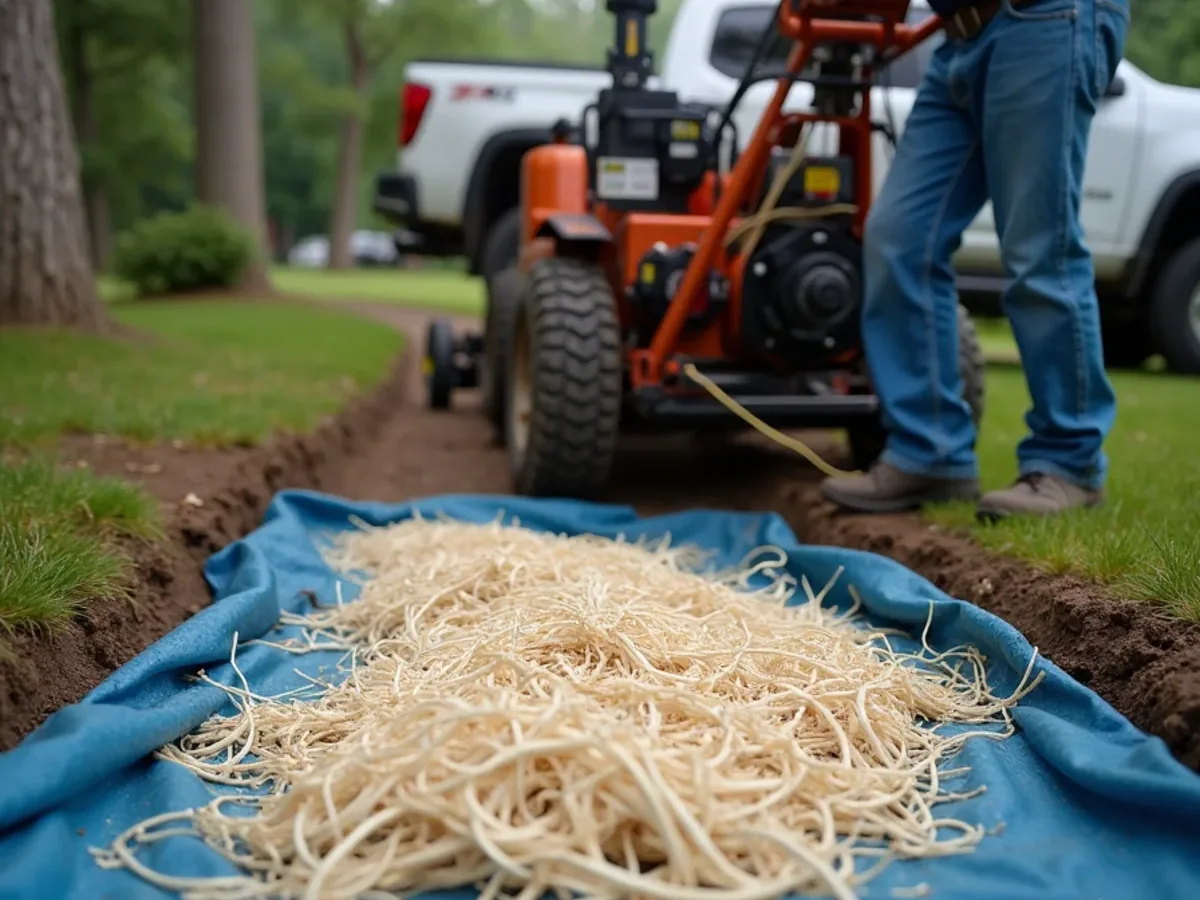 Tree root mass pulled from a residential sewer line