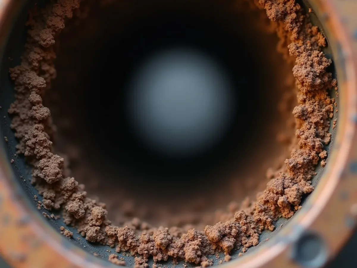 Heavy scale build-up inside an old cast iron drain line